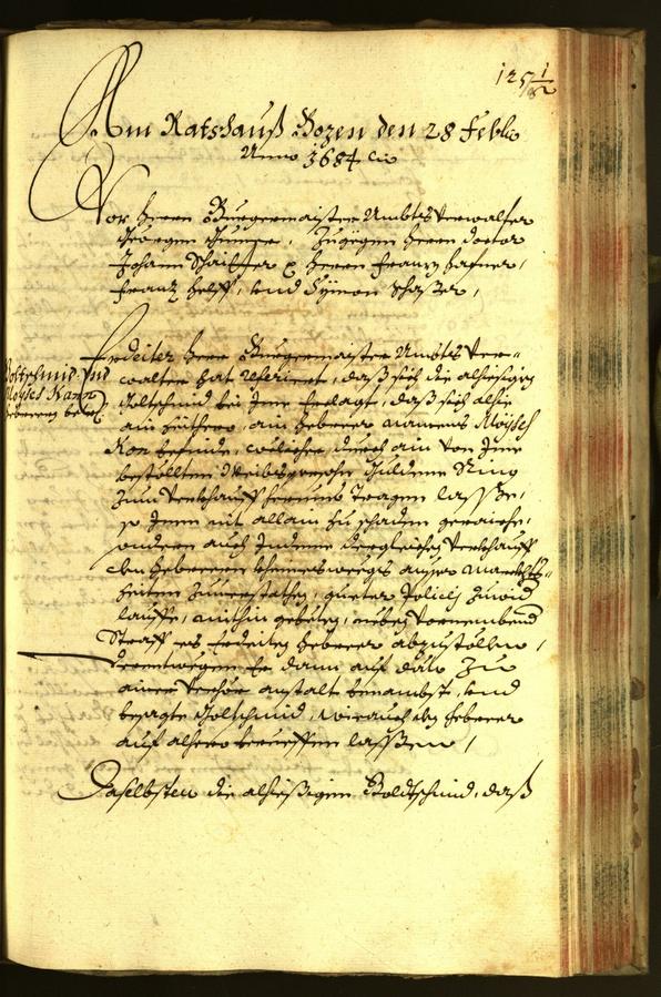 Stadtarchiv Bozen - BOhisto Ratsprotokoll 1684 