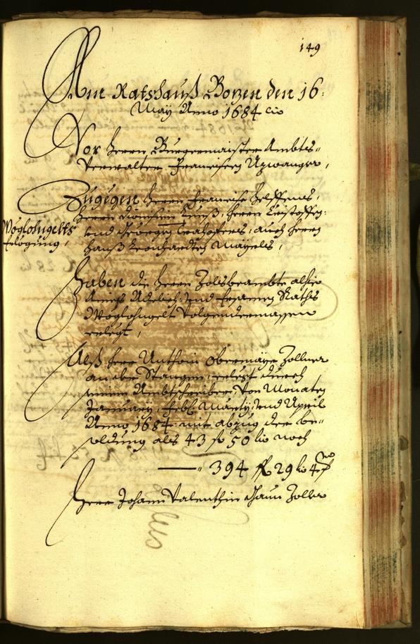 Stadtarchiv Bozen - BOhisto Ratsprotokoll 1684 