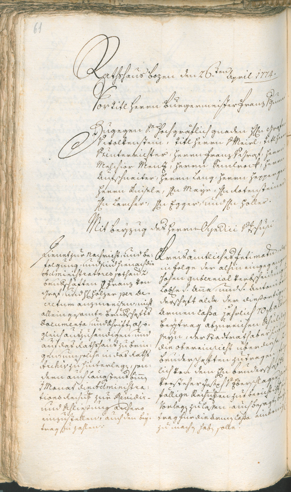 Archivio Storico della Città di Bolzano - BOhisto protocollo consiliare 1774/77 