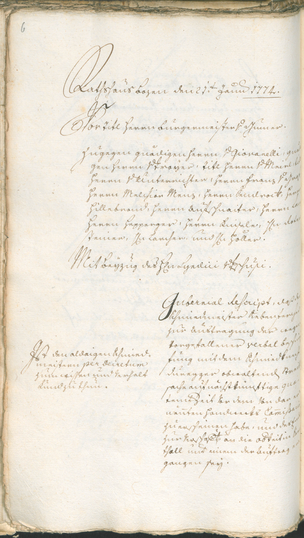 Stadtarchiv Bozen - BOhisto Ratsprotokoll 1774/77 