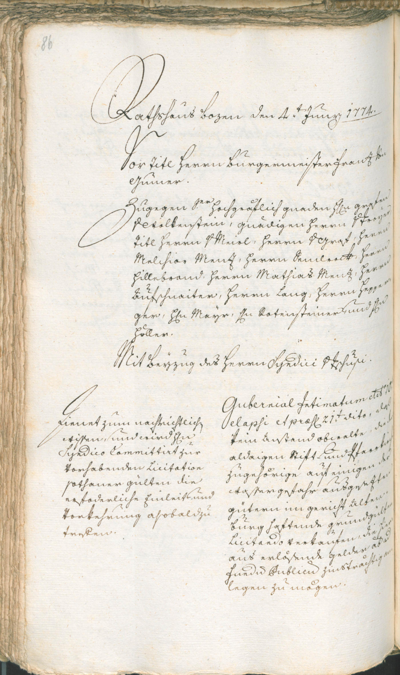 Stadtarchiv Bozen - BOhisto Ratsprotokoll 1774/77 