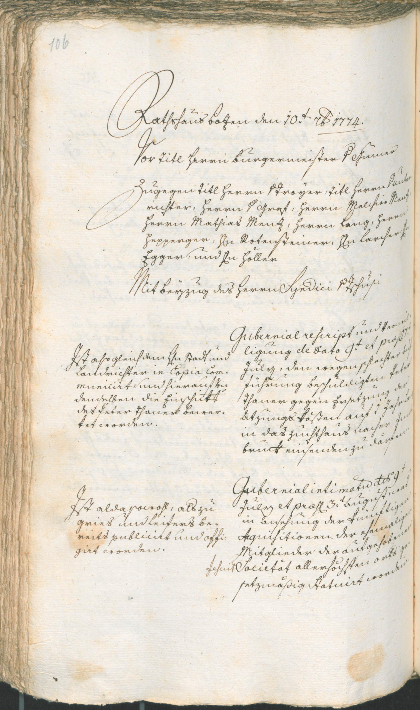 Stadtarchiv Bozen - BOhisto Ratsprotokoll 1774/77 