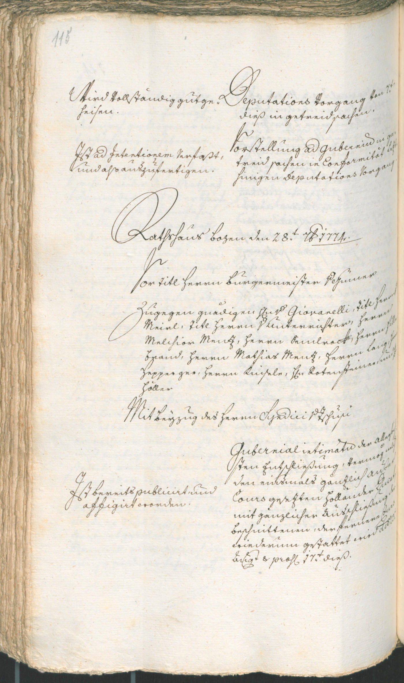 Stadtarchiv Bozen - BOhisto Ratsprotokoll 1774/77 