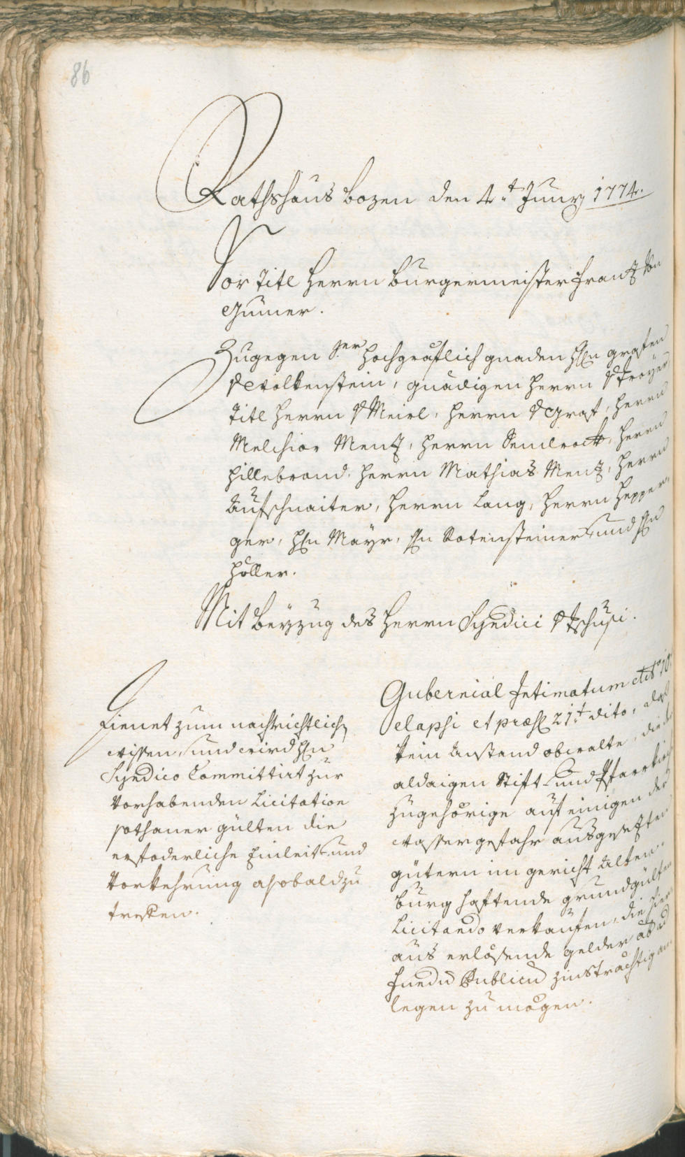 Archivio Storico della Città di Bolzano - BOhisto protocollo consiliare 1774/77 