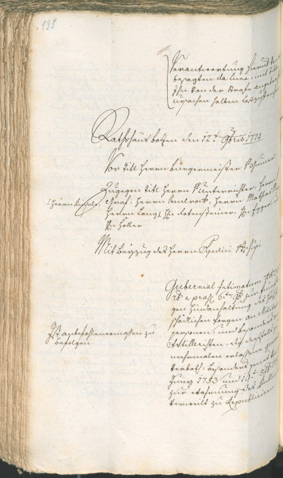 Stadtarchiv Bozen - BOhisto Ratsprotokoll 1774/77 