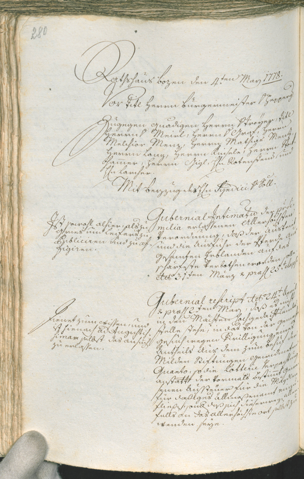 Stadtarchiv Bozen - BOhisto Ratsprotokoll 1777/80 