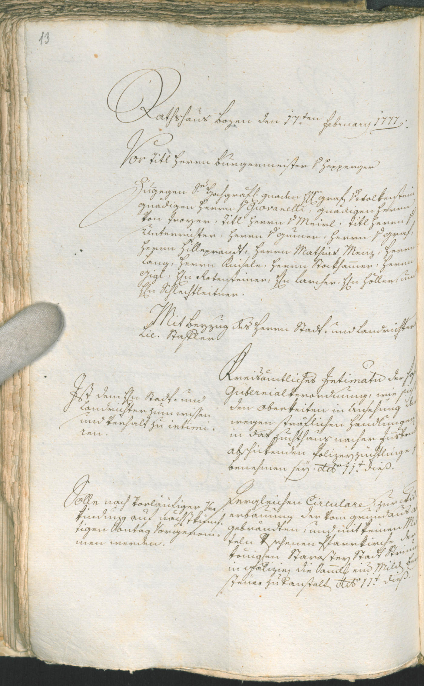 Civic Archives of Bozen-Bolzano - BOhisto Ratsprotokoll 1777/80 