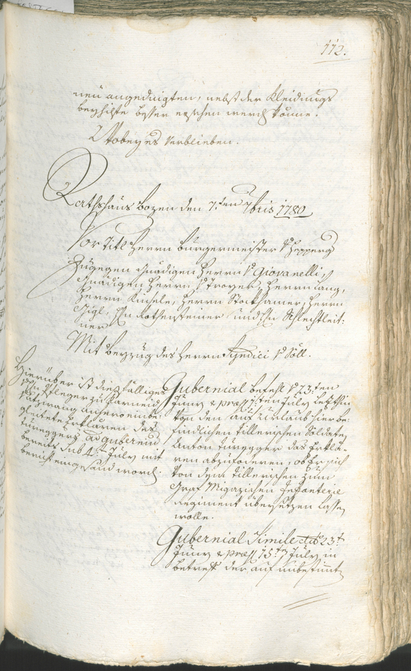 Stadtarchiv Bozen - BOhisto Ratsprotokoll 1780/83 