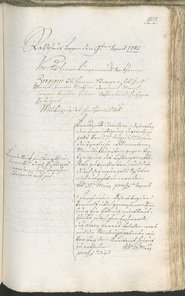 Stadtarchiv Bozen - BOhisto Ratsprotokoll 1783/85 