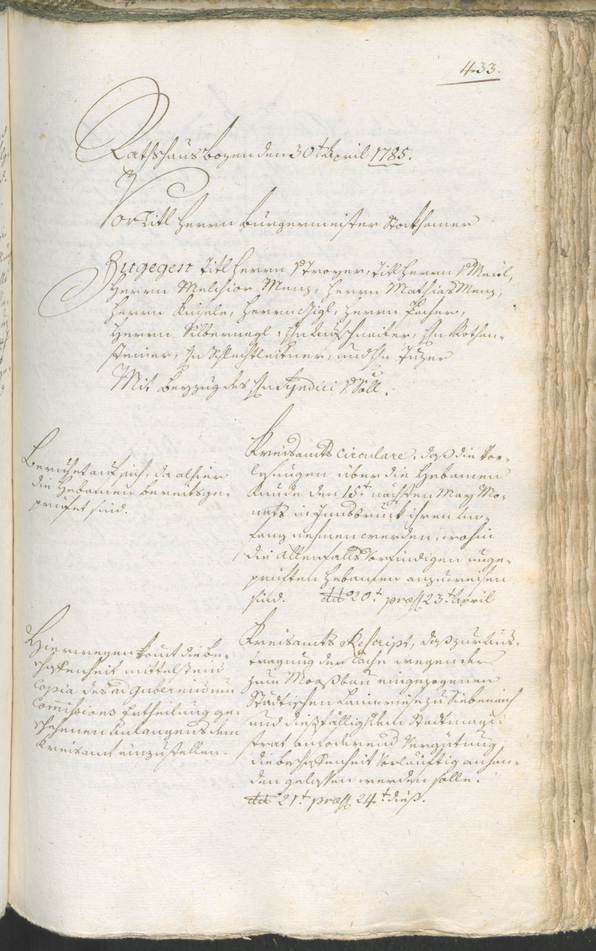 Stadtarchiv Bozen - BOhisto Ratsprotokoll 1783/85 