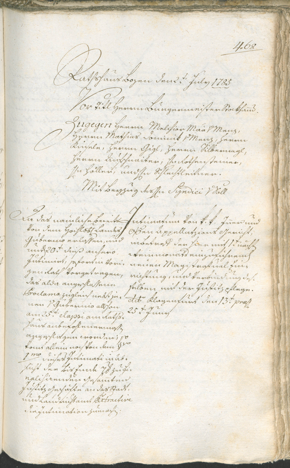 Stadtarchiv Bozen - BOhisto Ratsprotokoll 1783/85 