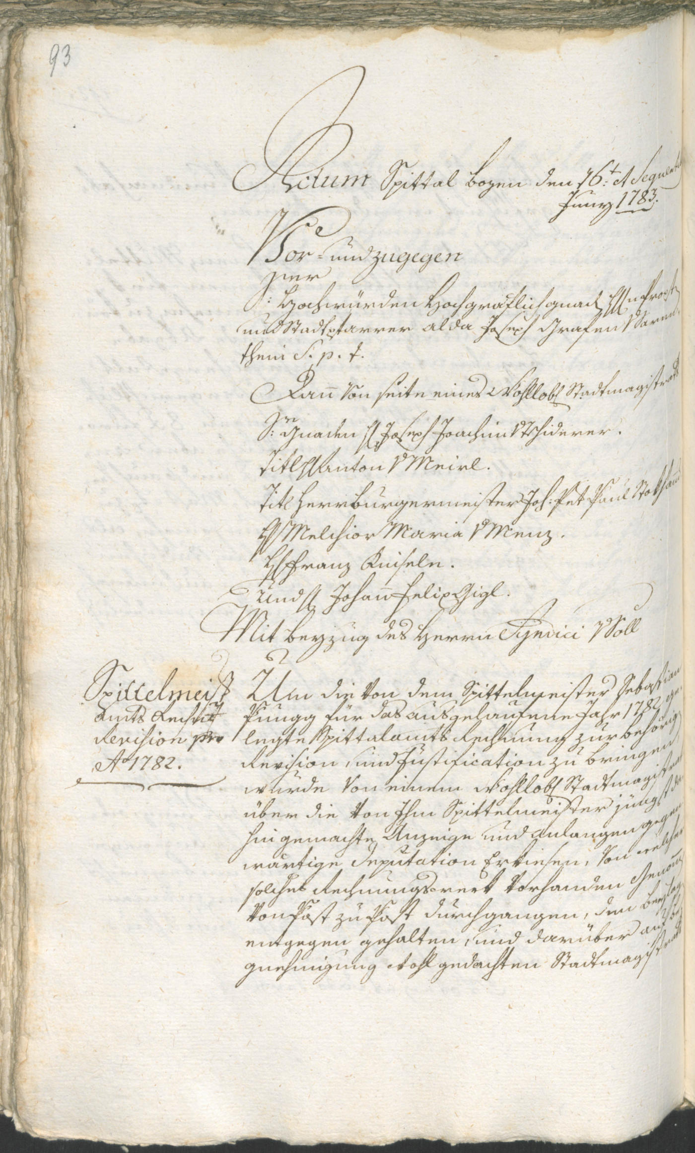 Stadtarchiv Bozen - BOhisto Ratsprotokoll 1783/85 