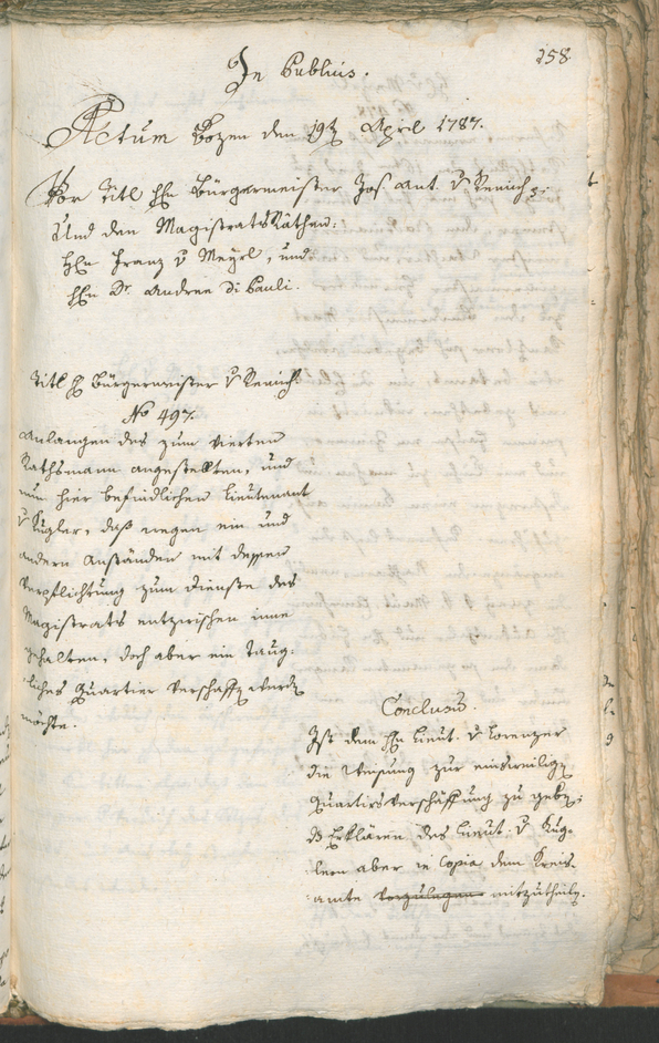 Civic Archives of Bozen-Bolzano - BOhisto Ratsprotokoll 1787 