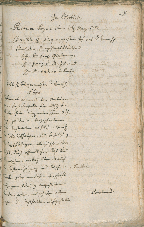 Civic Archives of Bozen-Bolzano - BOhisto Ratsprotokoll 1787 