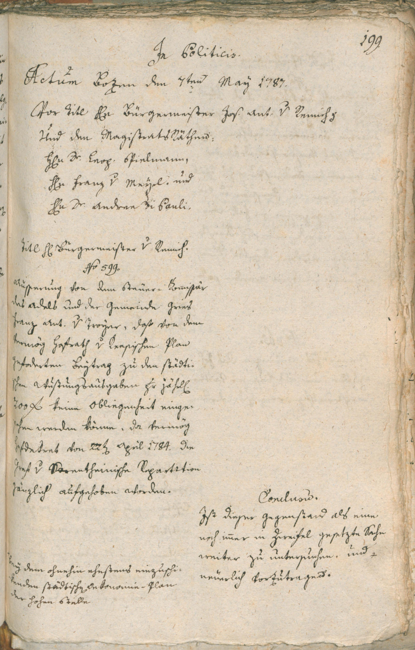 Civic Archives of Bozen-Bolzano - BOhisto Ratsprotokoll 1787 