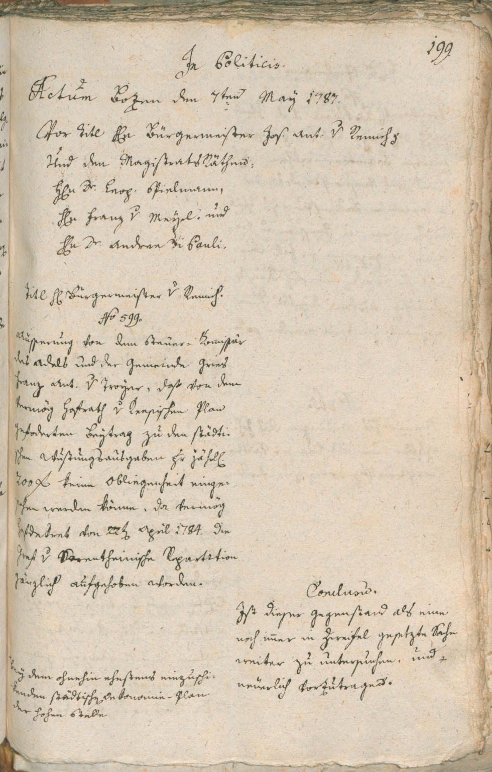 Civic Archives of Bozen-Bolzano - BOhisto Ratsprotokoll 1787 