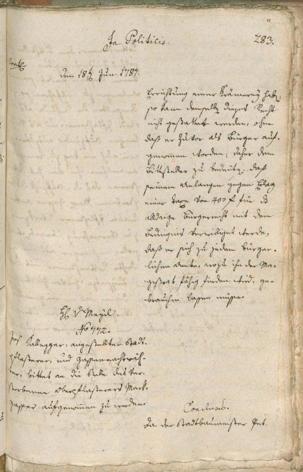 Archivio Storico della Città di Bolzano - BOhisto protocollo consiliare 1787 
