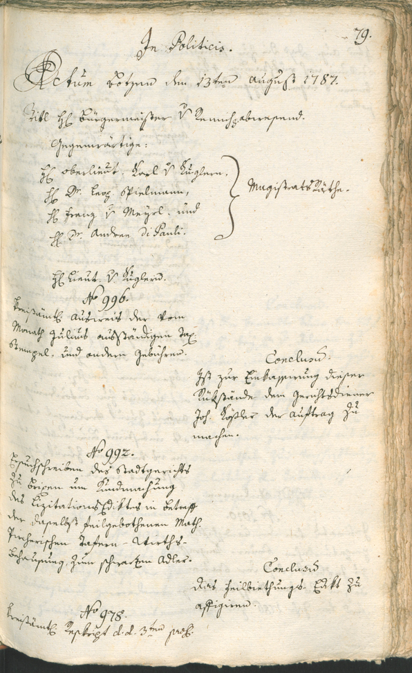 Civic Archives of Bozen-Bolzano - BOhisto Ratsprotokoll 1787 