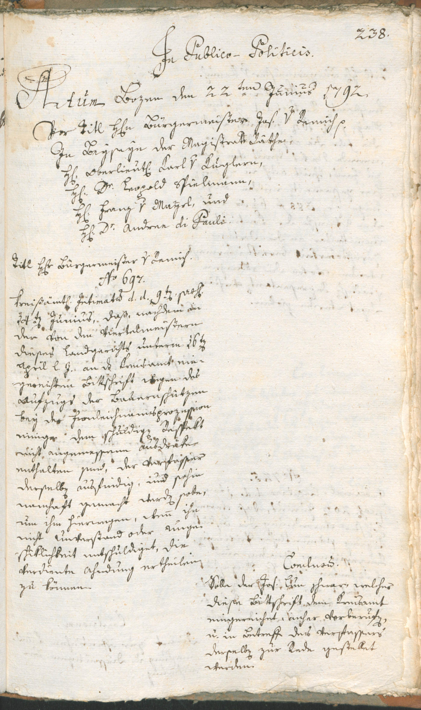 Stadtarchiv Bozen - BOhisto Ratsprotokoll 1792 