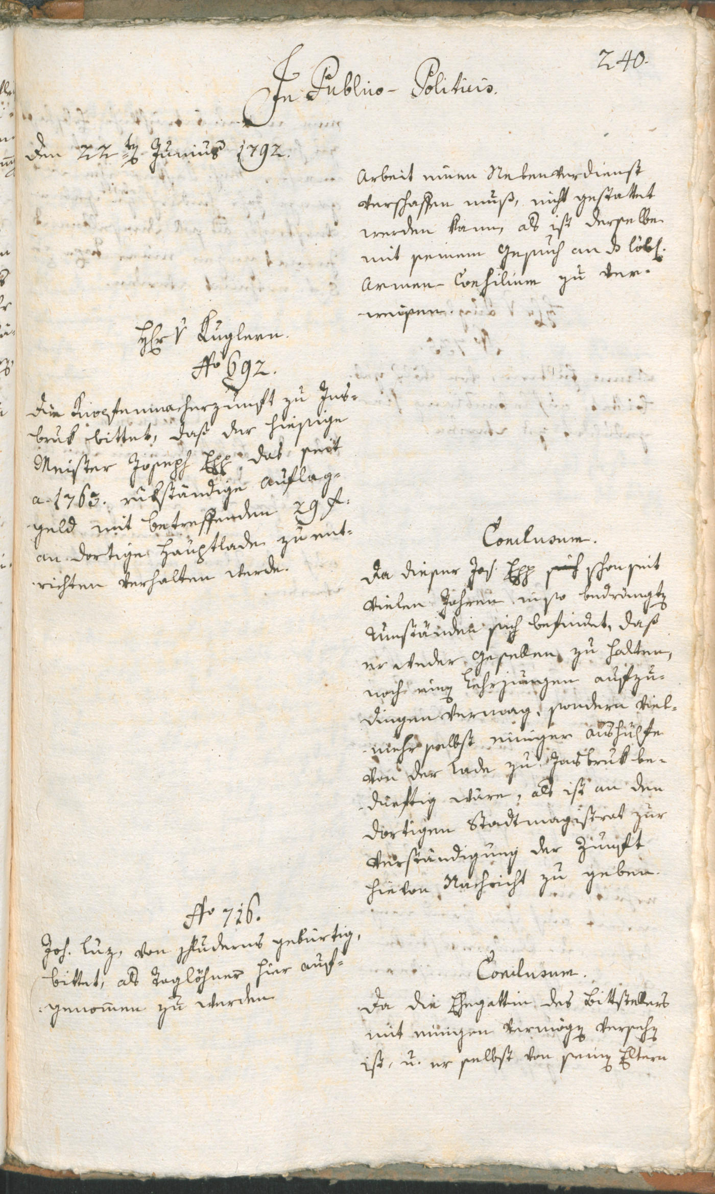 Stadtarchiv Bozen - BOhisto Ratsprotokoll 1792 