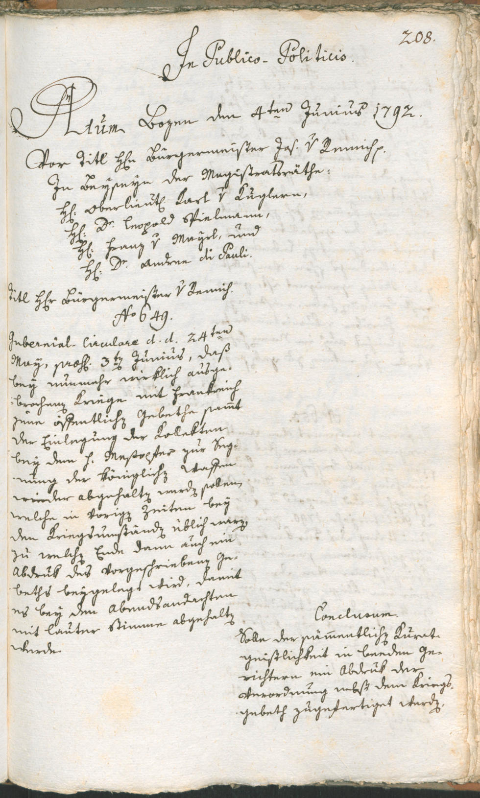 Civic Archives of Bozen-Bolzano - BOhisto Ratsprotokoll 1792 