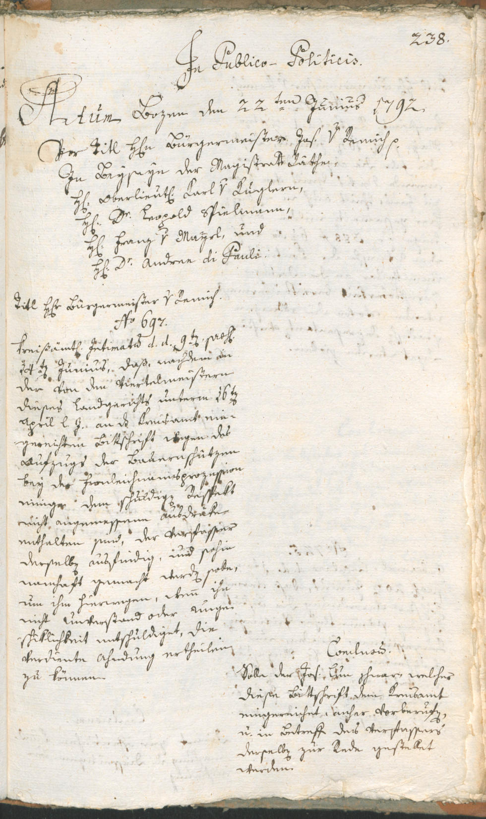 Stadtarchiv Bozen - BOhisto Ratsprotokoll 1792 