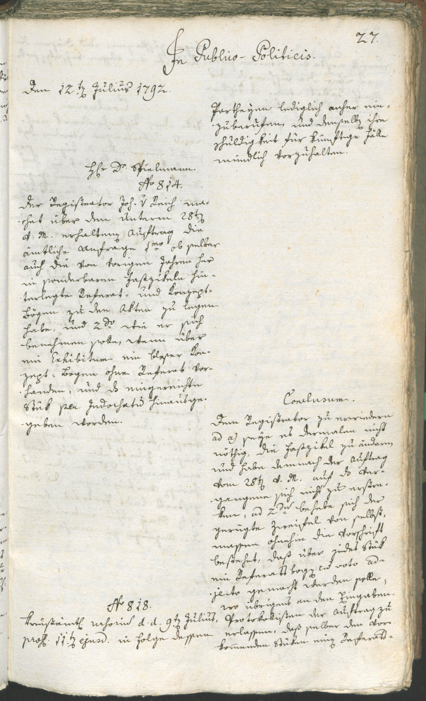 Archivio Storico della Città di Bolzano - BOhisto protocollo consiliare 1792 