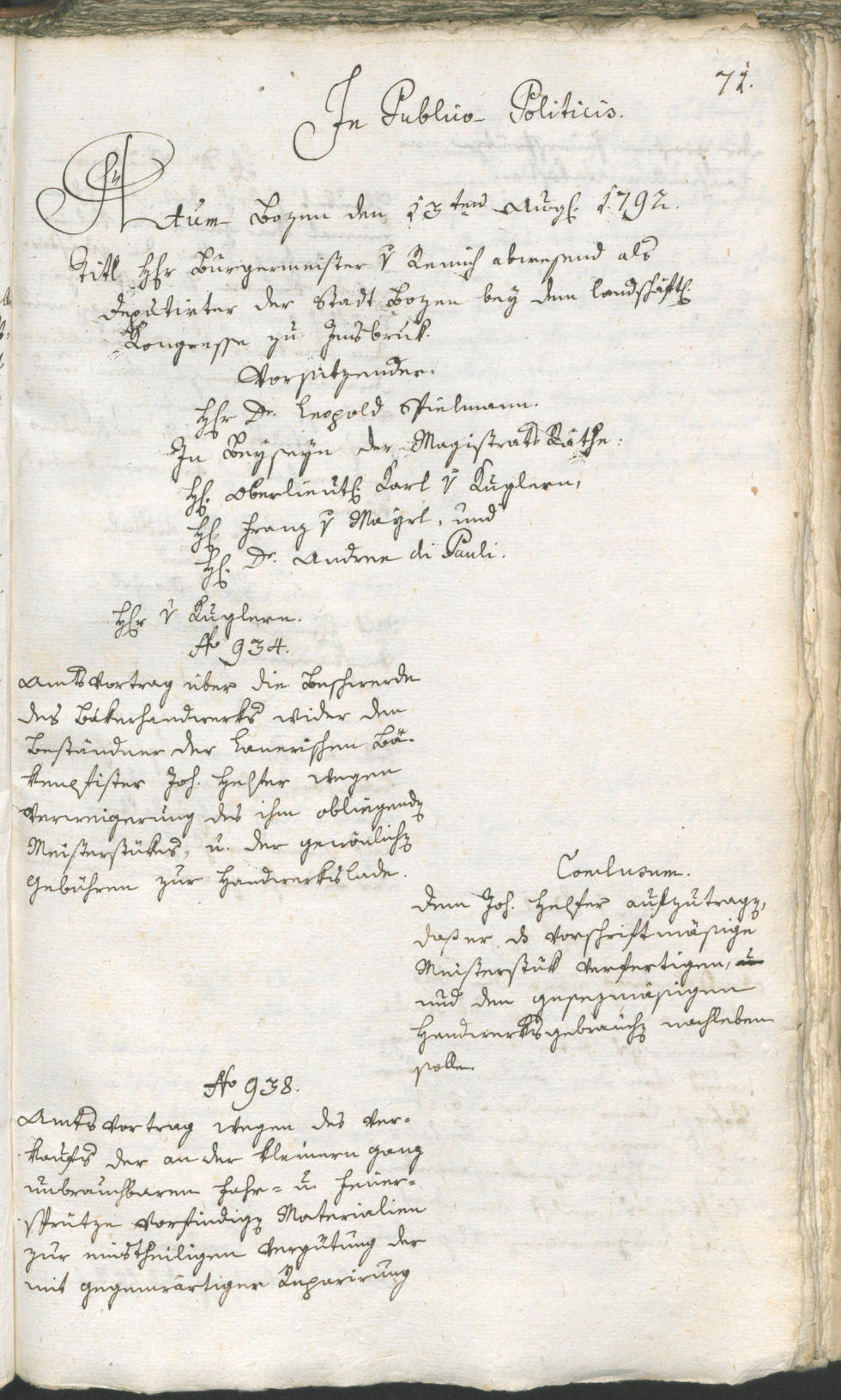 Civic Archives of Bozen-Bolzano - BOhisto Ratsprotokoll 1792 