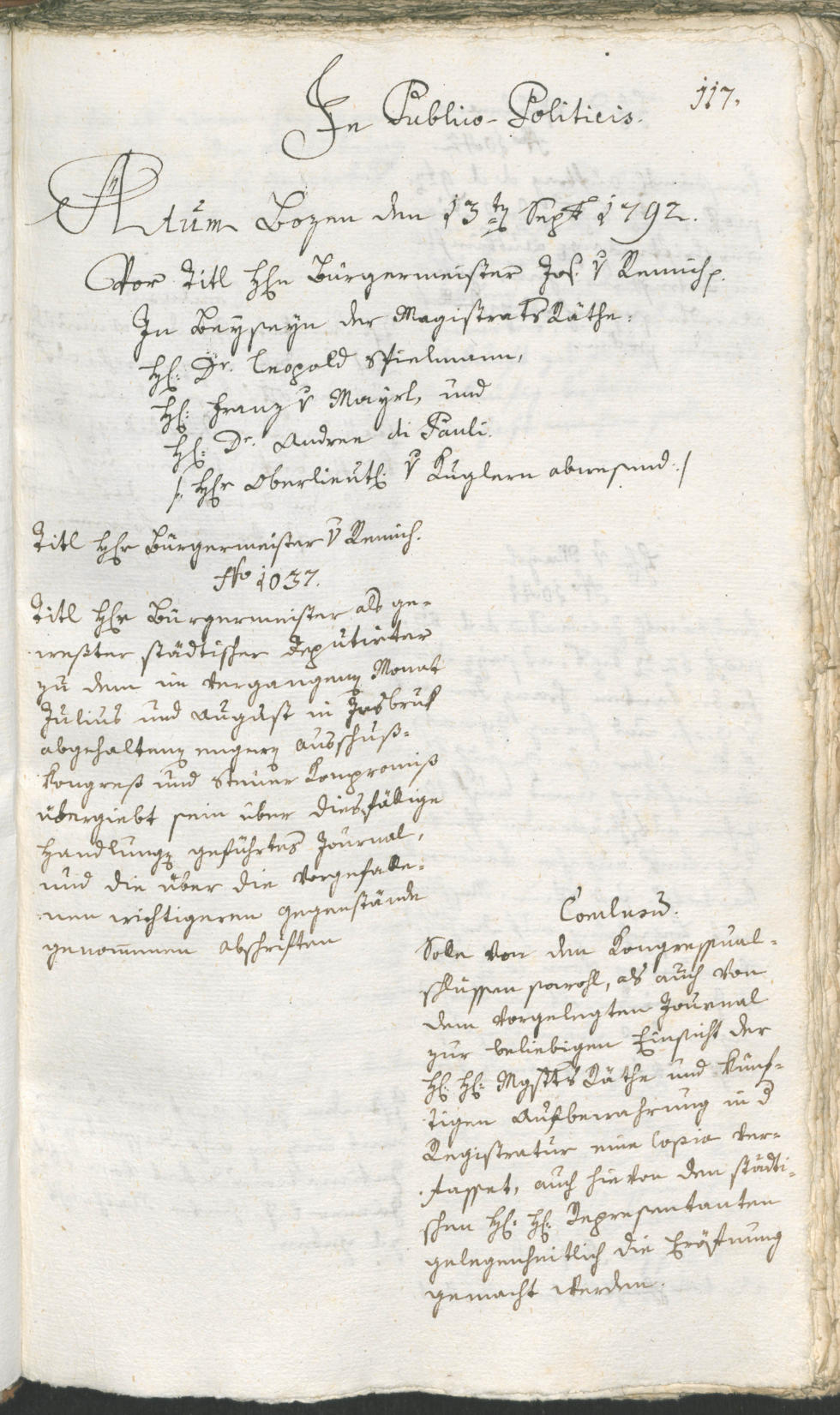 Civic Archives of Bozen-Bolzano - BOhisto Ratsprotokoll 1792 