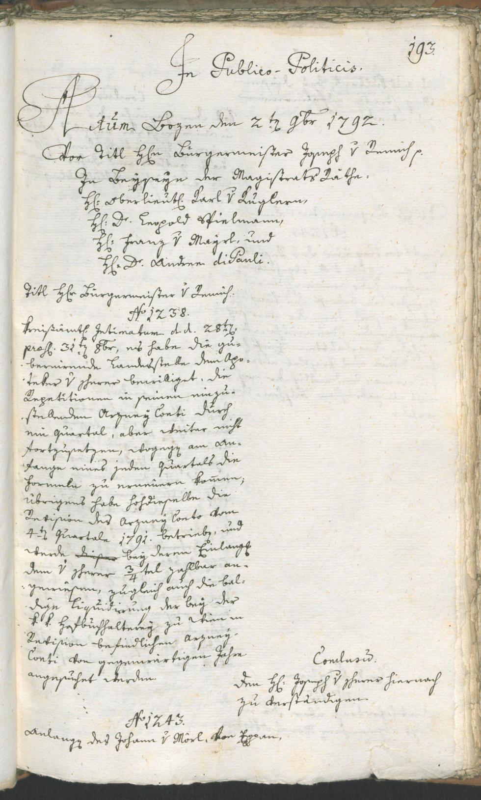 Civic Archives of Bozen-Bolzano - BOhisto Ratsprotokoll 1792 