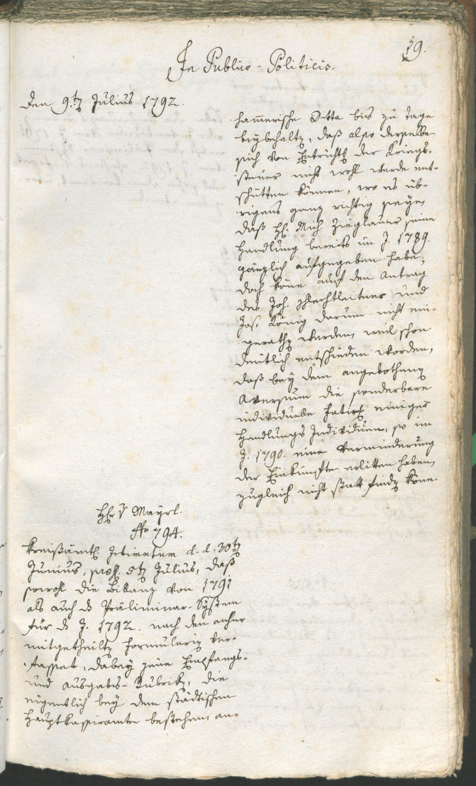 Stadtarchiv Bozen - BOhisto Ratsprotokoll 1792 