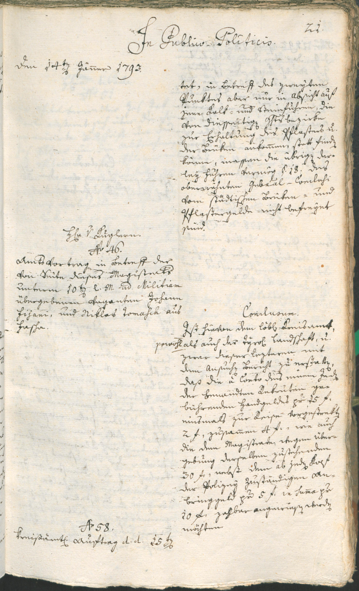 Stadtarchiv Bozen - BOhisto Ratsprotokoll 1793 