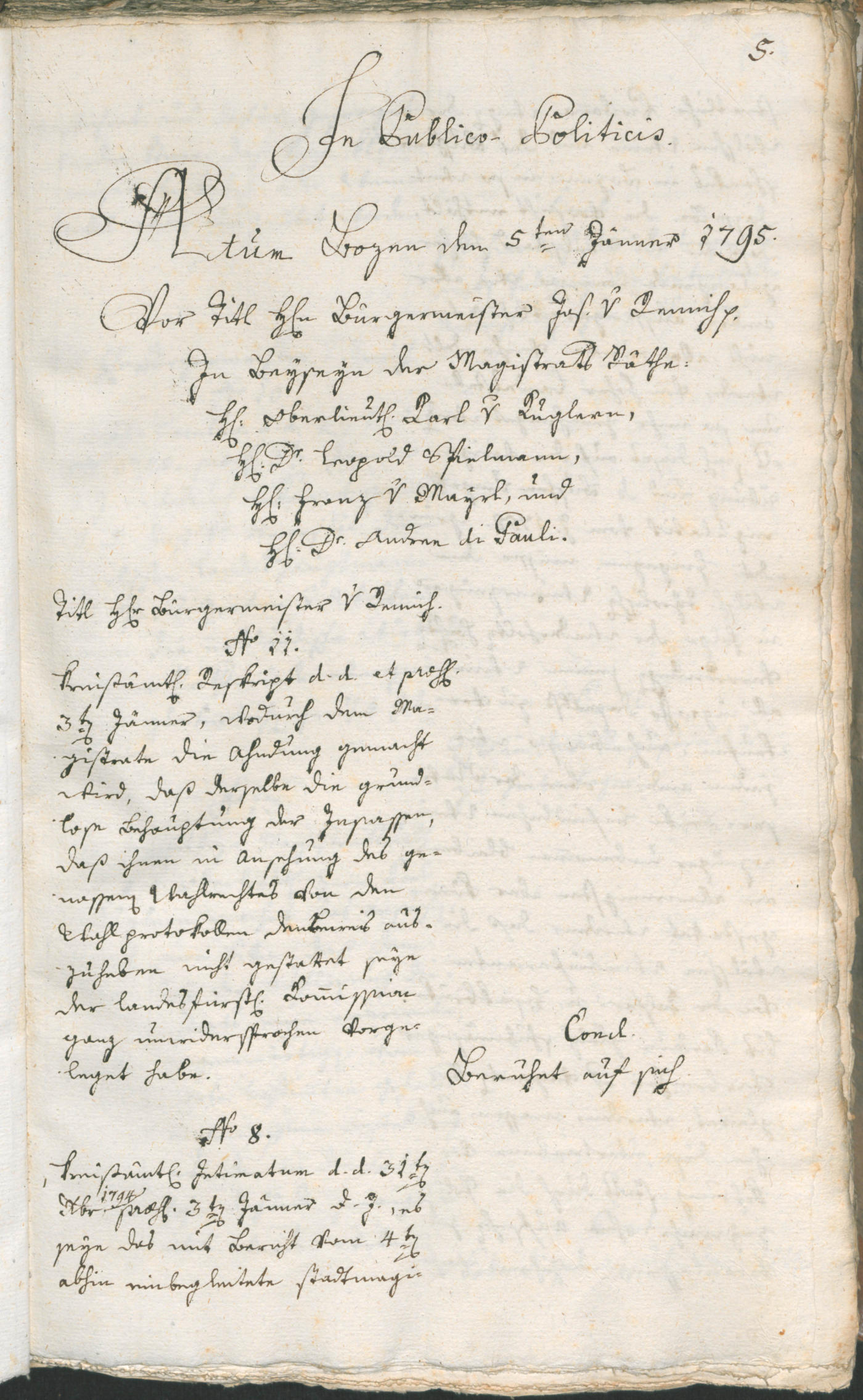 Stadtarchiv Bozen - BOhisto Ratsprotokoll 1795 
