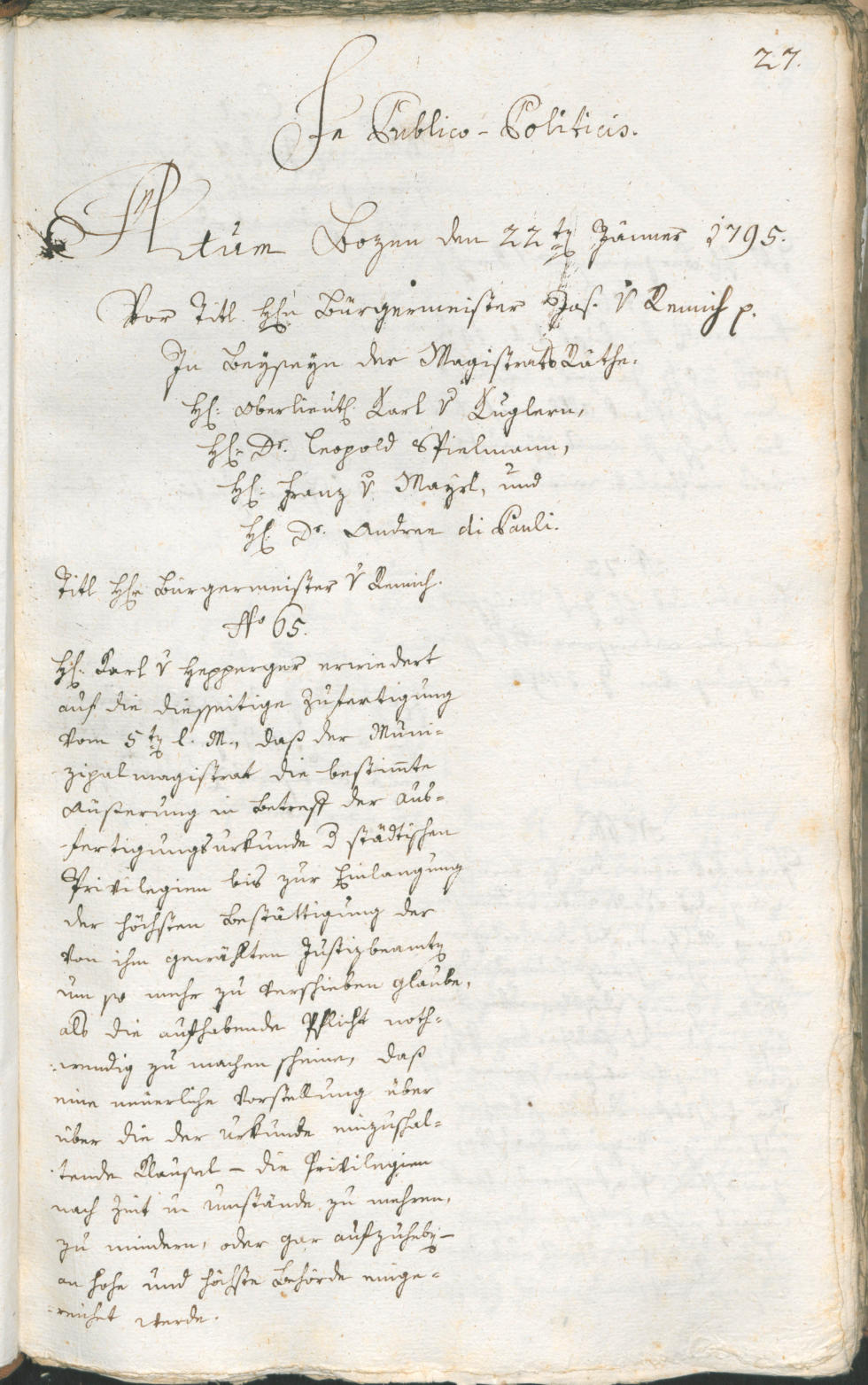 Civic Archives of Bozen-Bolzano - BOhisto Ratsprotokoll 1795 