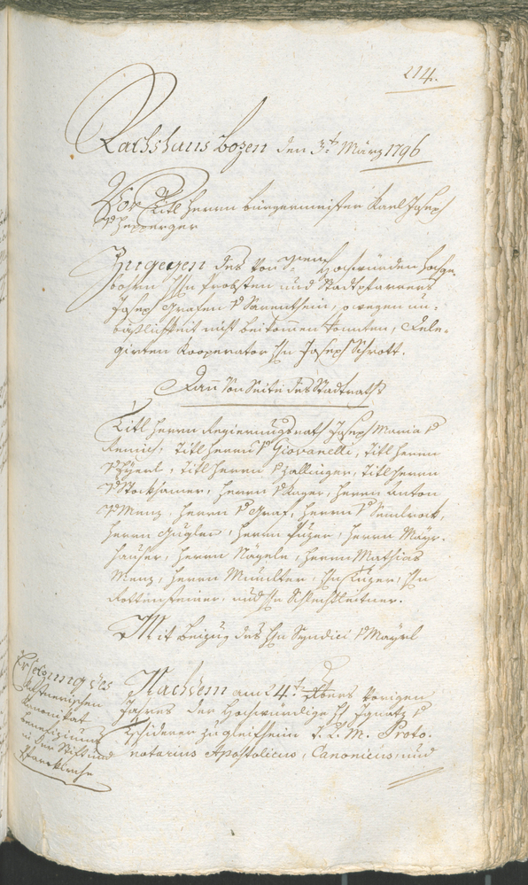 Stadtarchiv Bozen - BOhisto Ratsprotokoll 1794/96 