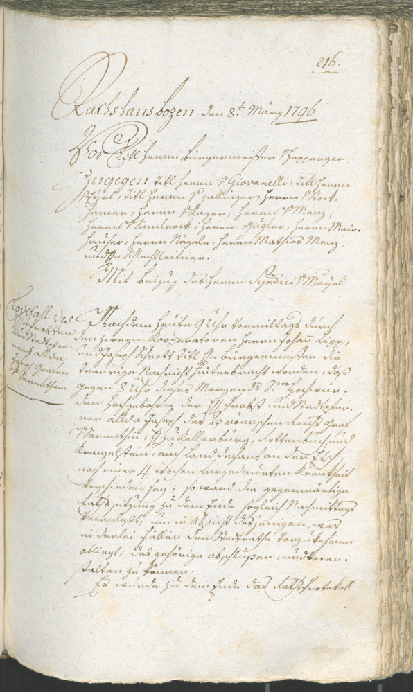 Archivio Storico della Città di Bolzano - BOhisto protocollo consiliare 1794/96 