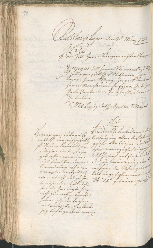 Civic Archives of Bozen-Bolzano - BOhisto Ratsprotokoll 1797 