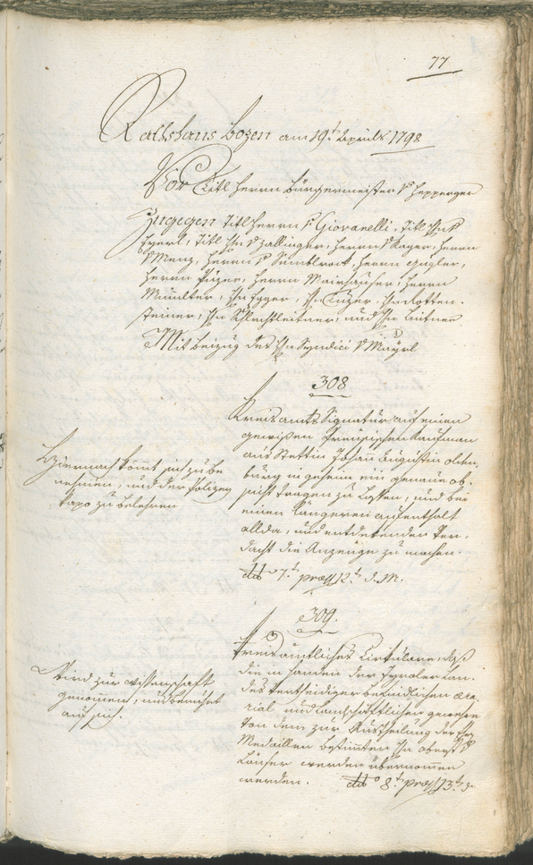 Civic Archives of Bozen-Bolzano - BOhisto Ratsprotokoll 1798 