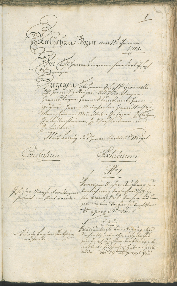 Civic Archives of Bozen-Bolzano - BOhisto Ratsprotokoll 1798 