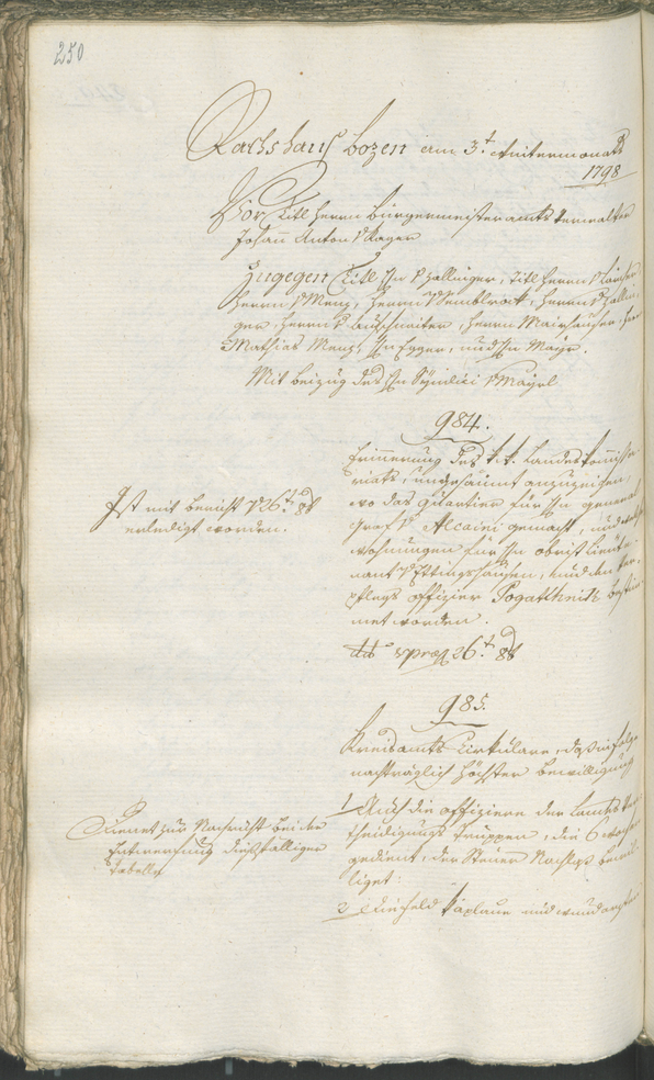 Civic Archives of Bozen-Bolzano - BOhisto Ratsprotokoll 1798 