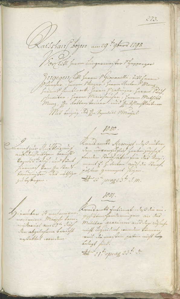 Civic Archives of Bozen-Bolzano - BOhisto Ratsprotokoll 1798 