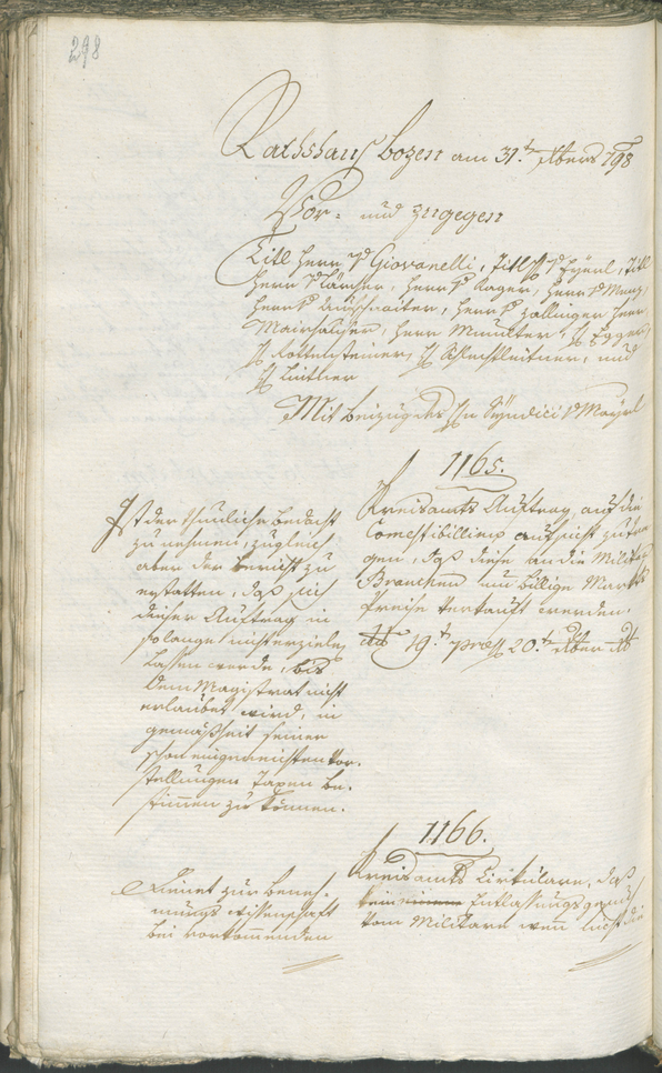 Civic Archives of Bozen-Bolzano - BOhisto Ratsprotokoll 1798 