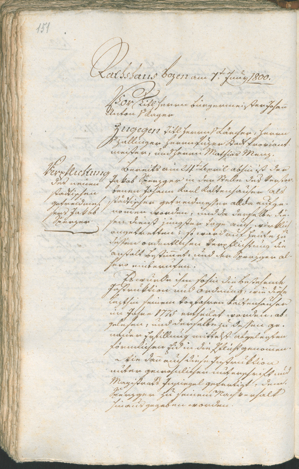 Civic Archives of Bozen-Bolzano - BOhisto Ratsprotokoll 1800 