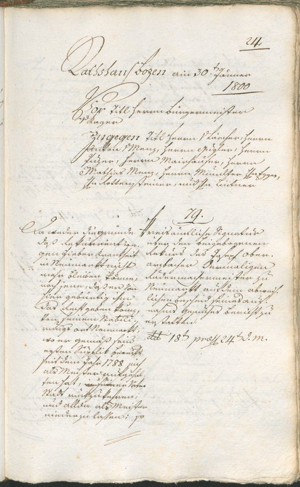 Civic Archives of Bozen-Bolzano - BOhisto Ratsprotokoll 1800 