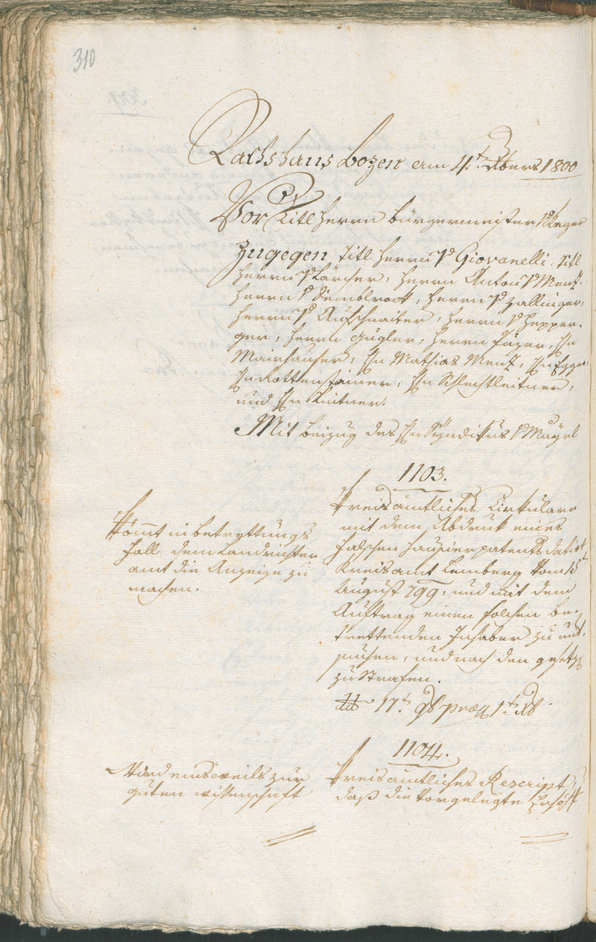 Civic Archives of Bozen-Bolzano - BOhisto Ratsprotokoll 1800 