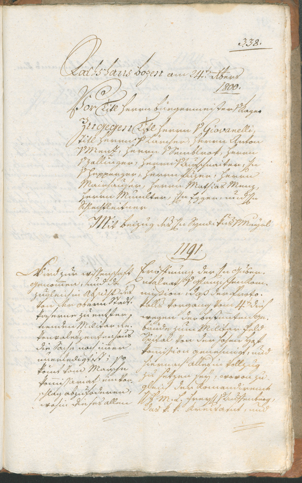 Civic Archives of Bozen-Bolzano - BOhisto Ratsprotokoll 1800 