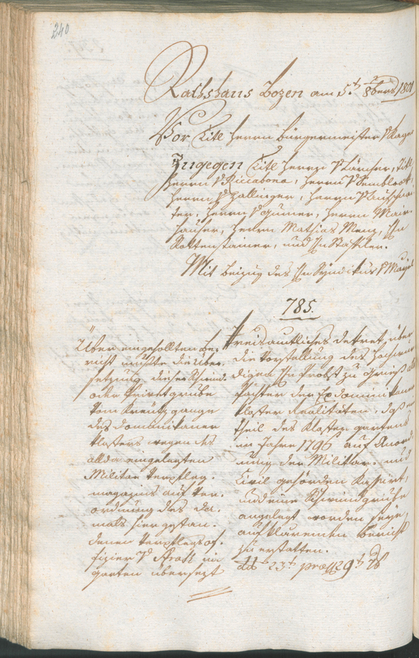 Civic Archives of Bozen-Bolzano - BOhisto Ratsprotokoll 1801 