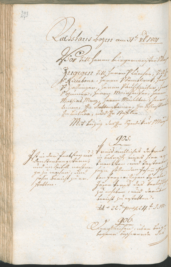 Civic Archives of Bozen-Bolzano - BOhisto Ratsprotokoll 1801 