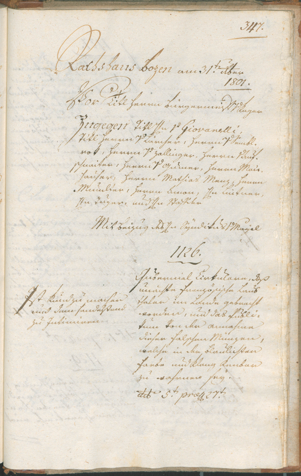 Civic Archives of Bozen-Bolzano - BOhisto Ratsprotokoll 1801 