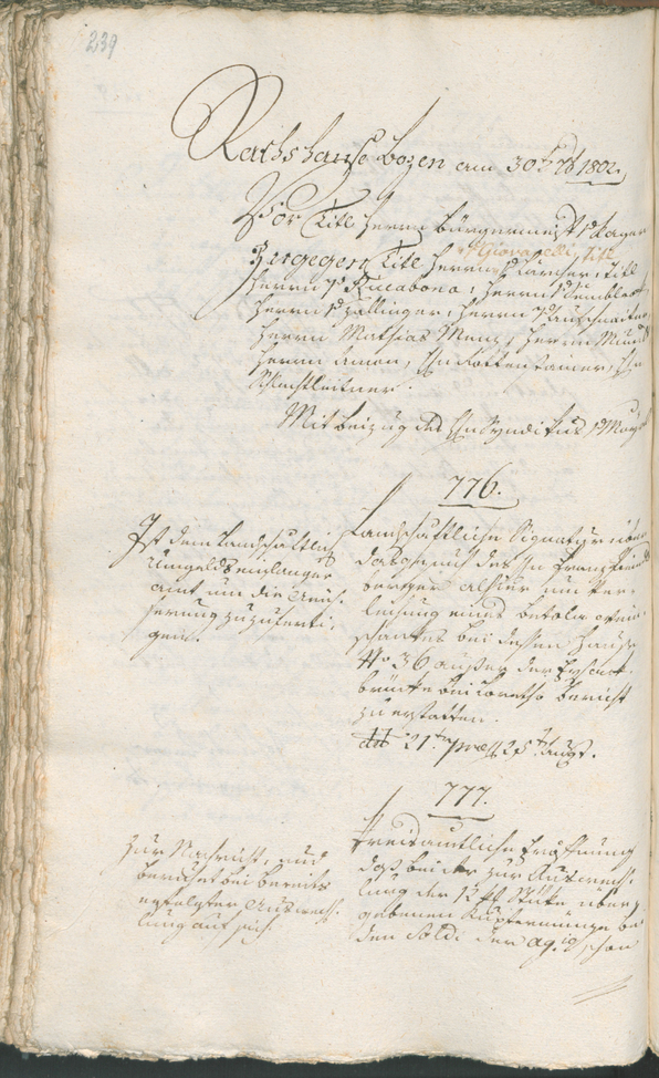 Civic Archives of Bozen-Bolzano - BOhisto Ratsprotokoll 1802 